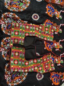 Embroidered Gujarati Folk Skirt black with blouse