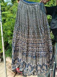 Elegant Navy Blue Printed Skirt