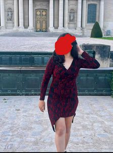 Chic Red & Black Patterned Dress