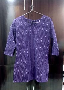 Purple Striped Short Kurti 💜
