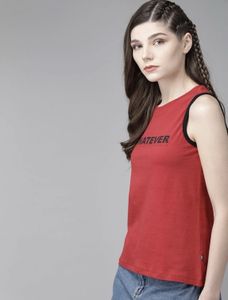 Red "Whatever" Graphic Tank Top