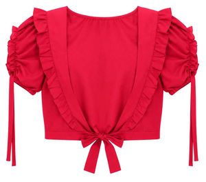 Chic Red Ruffle Tie-Front Top