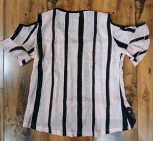 Striped Cold Shoulder Top