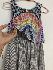 Girls Boho Rainbow Striped Dress