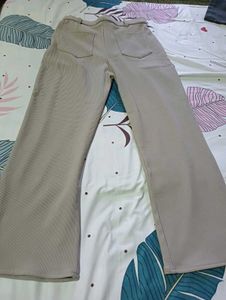 Beige Straight Leg Trousers