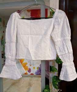 White Embroidered Crop Top price🔻
