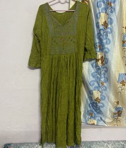 Boho Green Crinkle Cotton Naira kurta