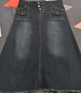 Dark Wash Denim Maxi Skirt