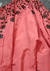 Pink Lehenga with Black Floral Embroidery