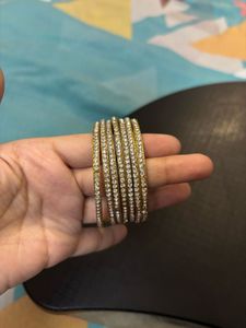 Golden Stone Studded Bangles Set ✨
