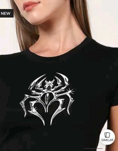 Shein Short Sleeves Graphic Chest Print Crew Tshir