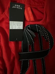 Red Fit &amp; Flare Dress with Black Accents