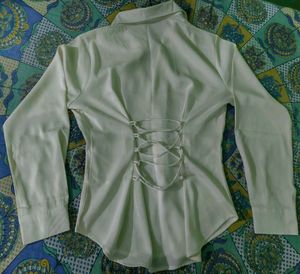 Chic White Corset Back Blouse