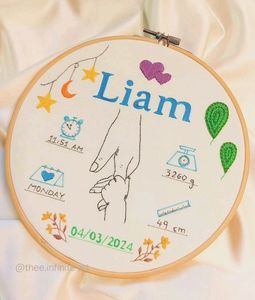 Hand Embroidered Hoop For Baby Welcome