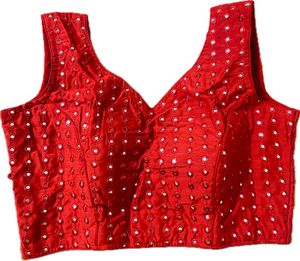 Stunning Red Mirror Work Blouse