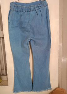 Light Wash Denim Bell Bottom Pants