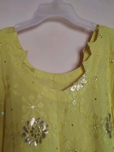 Lemon Yellow Stitch Plazo With Kurti 🌸