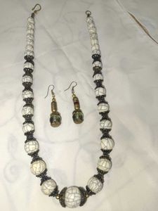 Boho Beaded Necklace and Earring Set