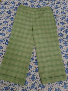 Vintage Green Plaid Wide Leg Pants