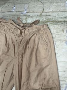 Stylish Wide-Leg Khaki Pants Capri