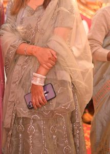 Elegant Grey Embellished Lehenga Set