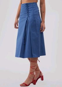 Chic Blue Cotton A-line Skirt | Brand New | Half P