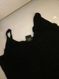Ribbed Black Crop Tank Top