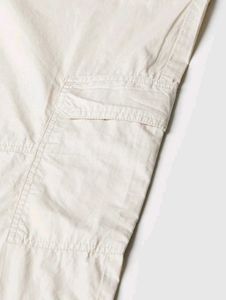 Beige Wide Leg Cargo Pants