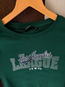 Green "Los Angeles League" Crop Top