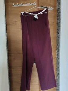 Burgundy Wide Leg Trousers