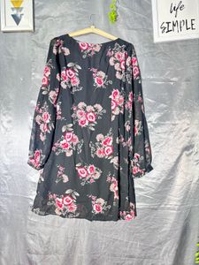 Sheer Floral Print Dress