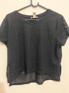Black Mesh Crop Top