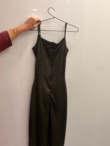 Sparkly Gold Ruched Midi Dress