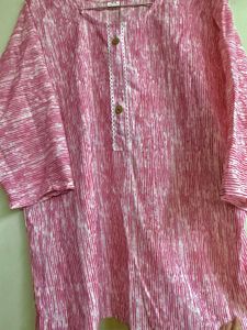 Pink Striped Cotton Kurta