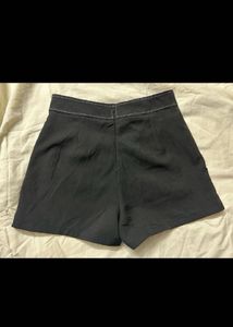 Chic Black Skort with White Stitching