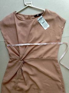 Peach Twist Front Midi Dress