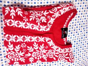 Elegant Red handwork chikenkari kurti