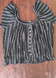 Striped Off-Shoulder Crop Top