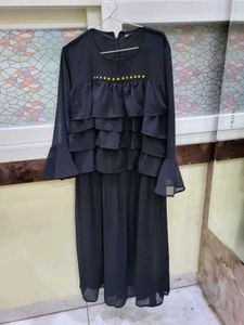 Elegant Black Ruffled Gown