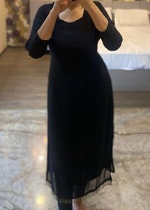 Fancy Black Straight Long Kurta