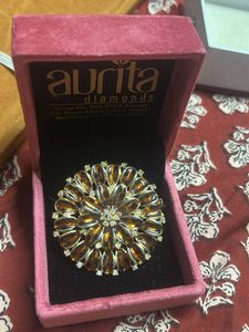 Elegant Round Brooch with Minakari & diamond work