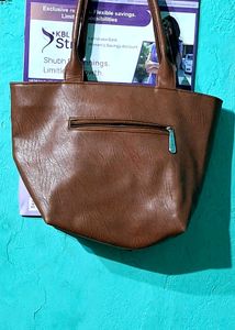 Stylish Brown Faux Leather Tote Bag
