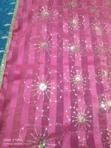Pink Dupatta With Chamki &amp; Embroidery Work