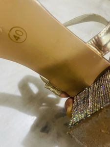 Sparkling Gold Block Heels