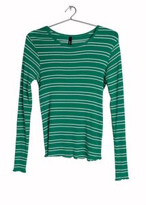 Green Striped Long Sleeve Top