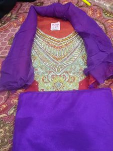 Chanderi Rust Colour Silver Work Soft Duptta