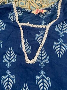 Elegant Blue Printed Cotton Kurta