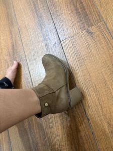 Suede Ankle Boots with Block Heel