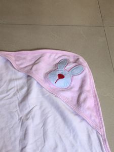 Baby Pink Hooded Towel with Bunny Applique