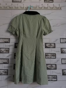 Chic Green Checkered Dress